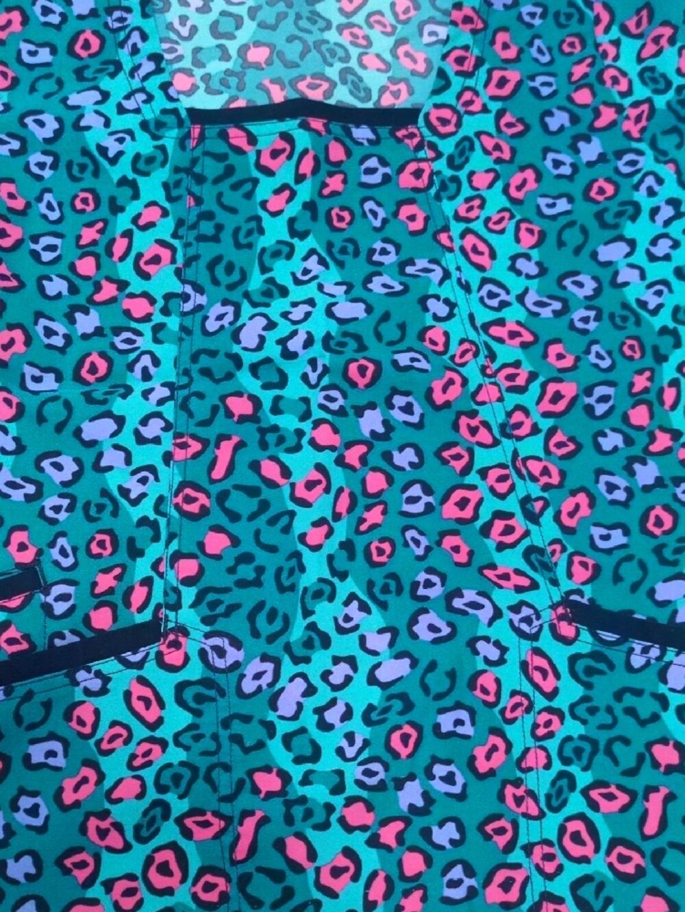 WonderWink Teal Leopard Scrub Print Tee with Pink & Purple Spots - Picture 3 of 5